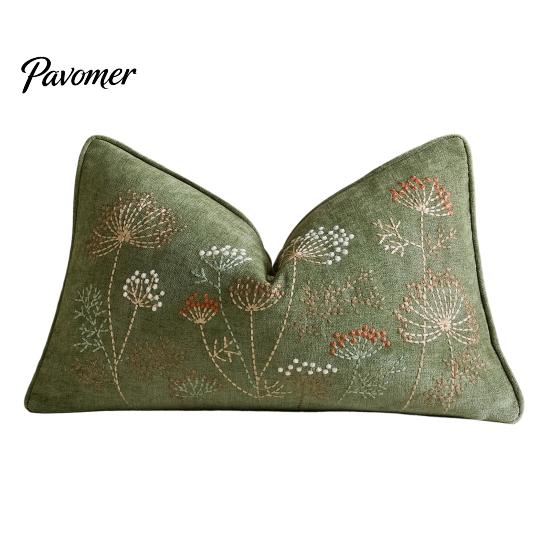 Modern Living Room Decor Embroidered Dandelion Cushion Cover, Farmhouse Throw Pillow Case, Natural Texture Covers Decorative Cover for Sofa