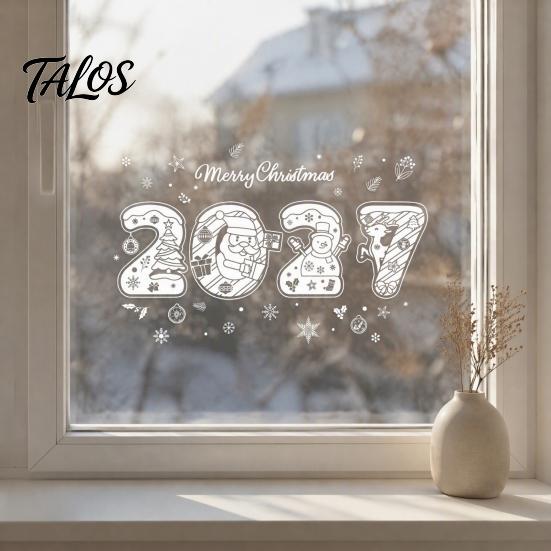 Декор для вечеринки на Новый год 2027, 4 шт. Рождественские статические наклейки на окна, Скандинавское украшение «Снежный город» для магазина, Снежинки-наклейки, Многоразовые наклейки на стекло
