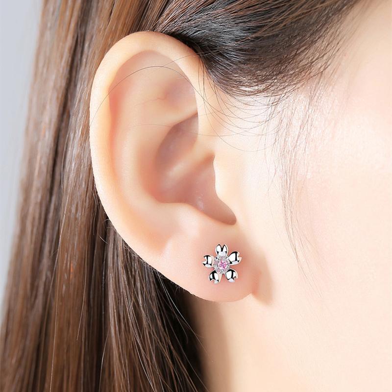 Sace Gems Серьги вишневого цвета женские цветочные розовые серьги с кристаллами модные темпераментные серьги с цирконом