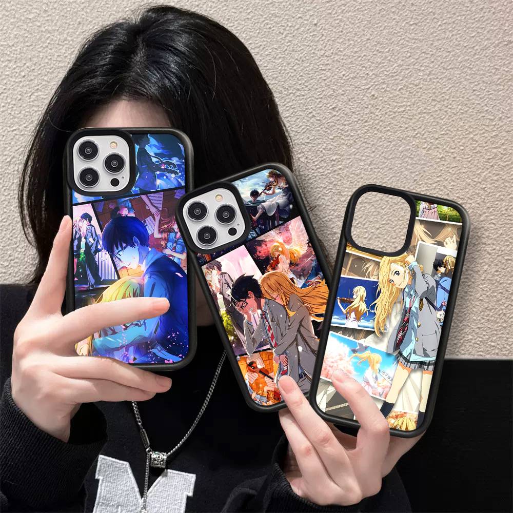 Amine Y-Your Lie In Aprils PC+TPU Protective Phone Case For iPhone 17 16 Pro max 15 Plus 14 13 12 11 Cover