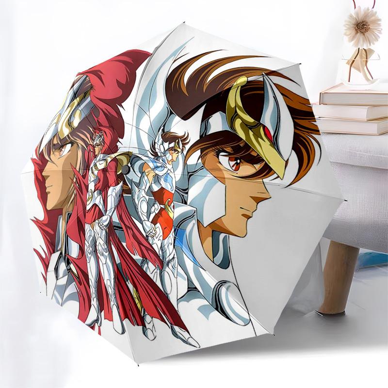 1pc Saint Seiya Myth Cloth: Auto-Folding Umbrella with 3-Fold Design, 8-Bone Frame, Outdoor for Fans, Travelers, Everyday Use, Gift Idea.T066