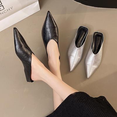 Баотоу полутапочки туфли на среднем каблуке дизайнерские весенне-летние прохладные тапочки полуподдержка одинарные туфли