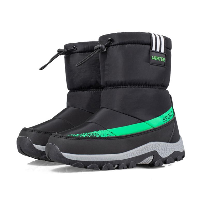 Утолщенные детские ботинки, нескользящие теплые зимние ботинки среднего размера с кошками, зимняя повседневная непромокаемая хлопковая обувь для мальчиков и девочек