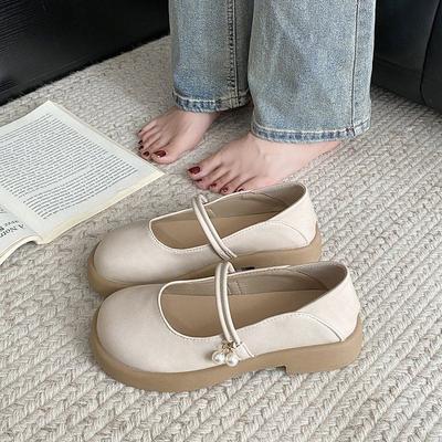 Новая китайская женская обувь на плоской подошве, туфли Мэри Джейн с жемчугом, лоферы с юбками, вечерние туфли феи, одинарные туфли, нежные маленькие кожаные туфли