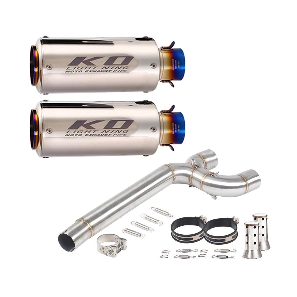 51MM Motorcycle Exhaust Escape System Middle Link Pipe Muffler With DB Killer Stainless Steel For YAMAHA FZ6 FZ6N FZ6S 2004-2011