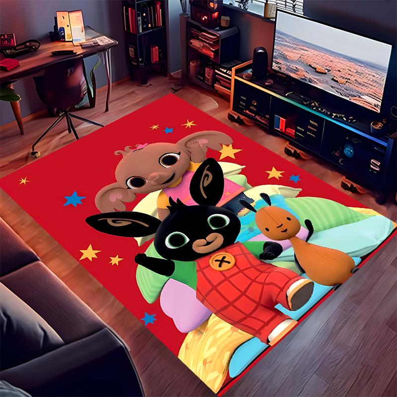 1pc Bing Print Area Rug - Soft, Washable Non-Slip Indoor Mat for Office Chairs, Living Room, Home Office Decorative Rug