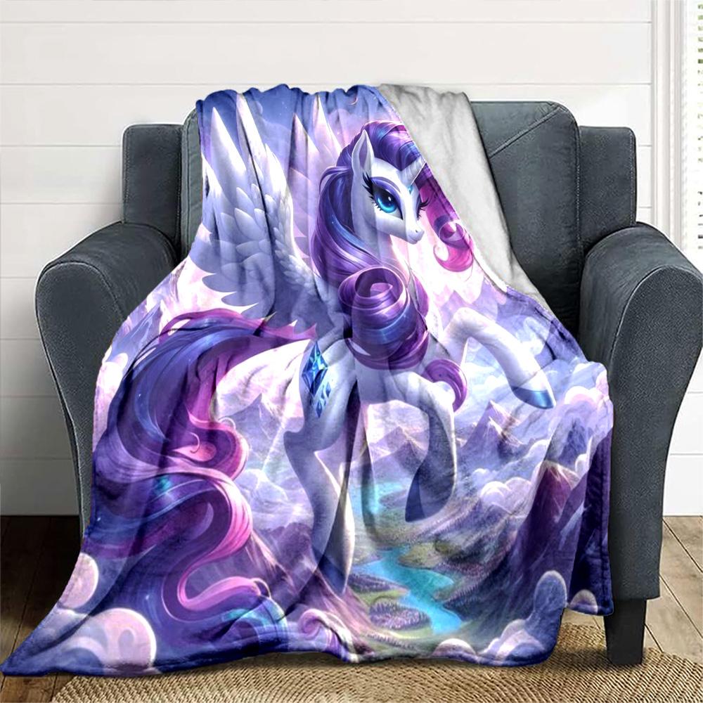 Purple Mane Alicorn Mountain Cloud Fantasy Print Flannel Blanket Soft Warm Throw Blanket For Sofa Bedroom