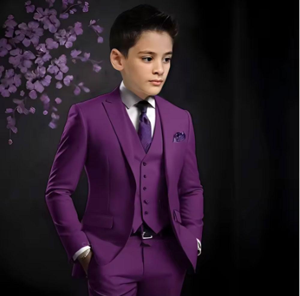 Suit For Boys Yellow 3 Piece Wedding Kids Groom Tuxedo Formal Peak Lapel Party Prom Kids Clothes Children Suits