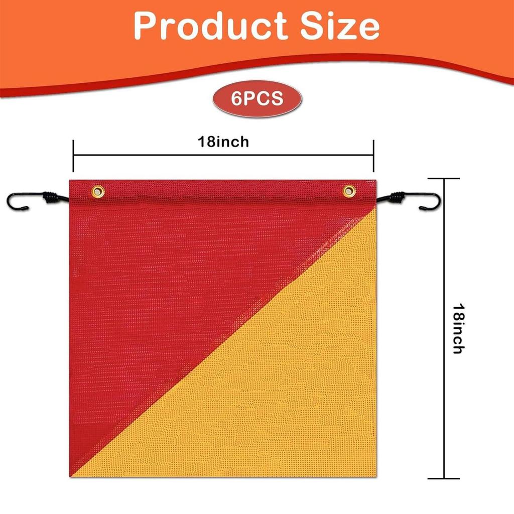 Флаг для грузовика 6 штук Предупреждающие флаги с эластичным шнуром 18 x 18 дюймов Баннер высокой видимости для груза грузовика, фермы, буксировочного автомобиля
