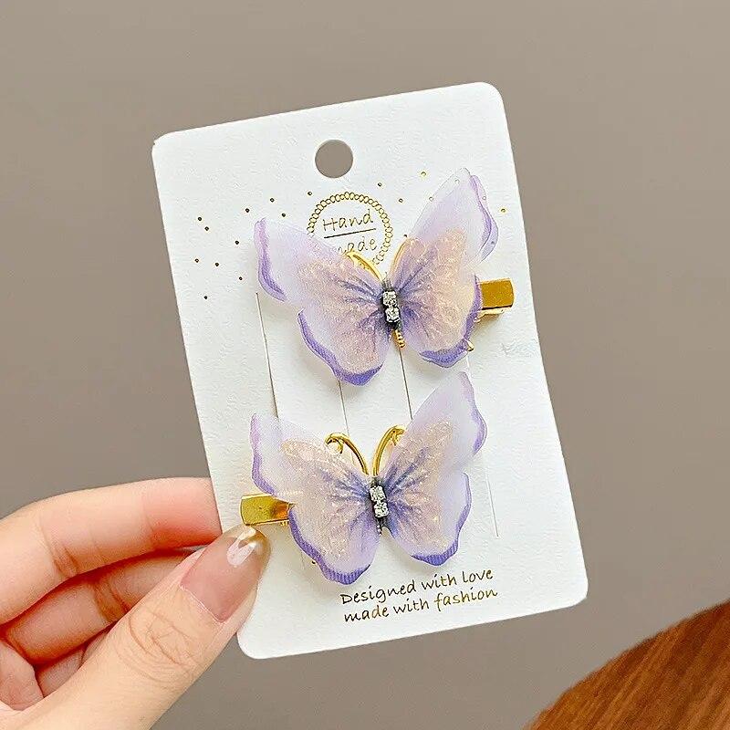 Children's Cute Butterfly Hairpins Sweet Colorful Hair Clips Headwear Korean Rhinestone Barrettes for Baby Girl Hair Accessories