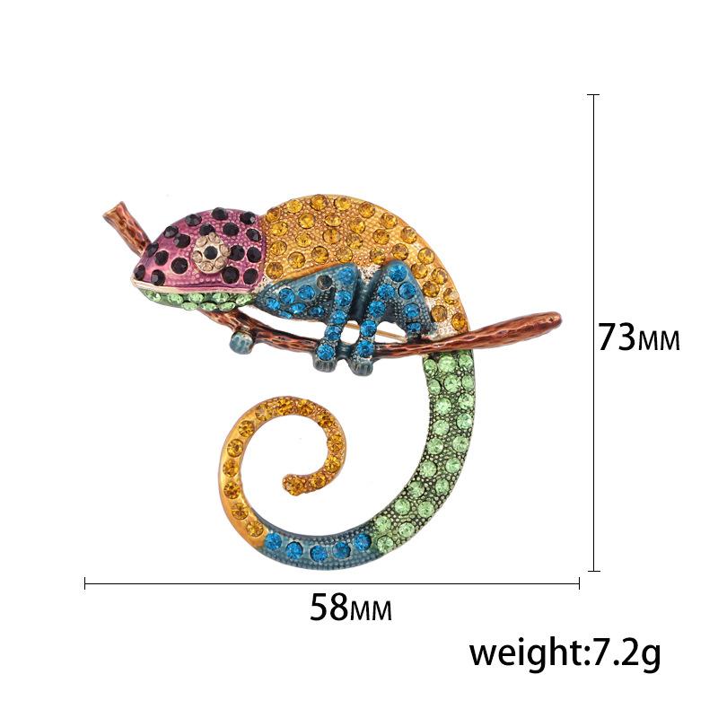 Преувеличенная креативная брошь-хамелеон со стразами, высококачественная универсальная брошь в виде животного, булавка для костюма, защищающая от света