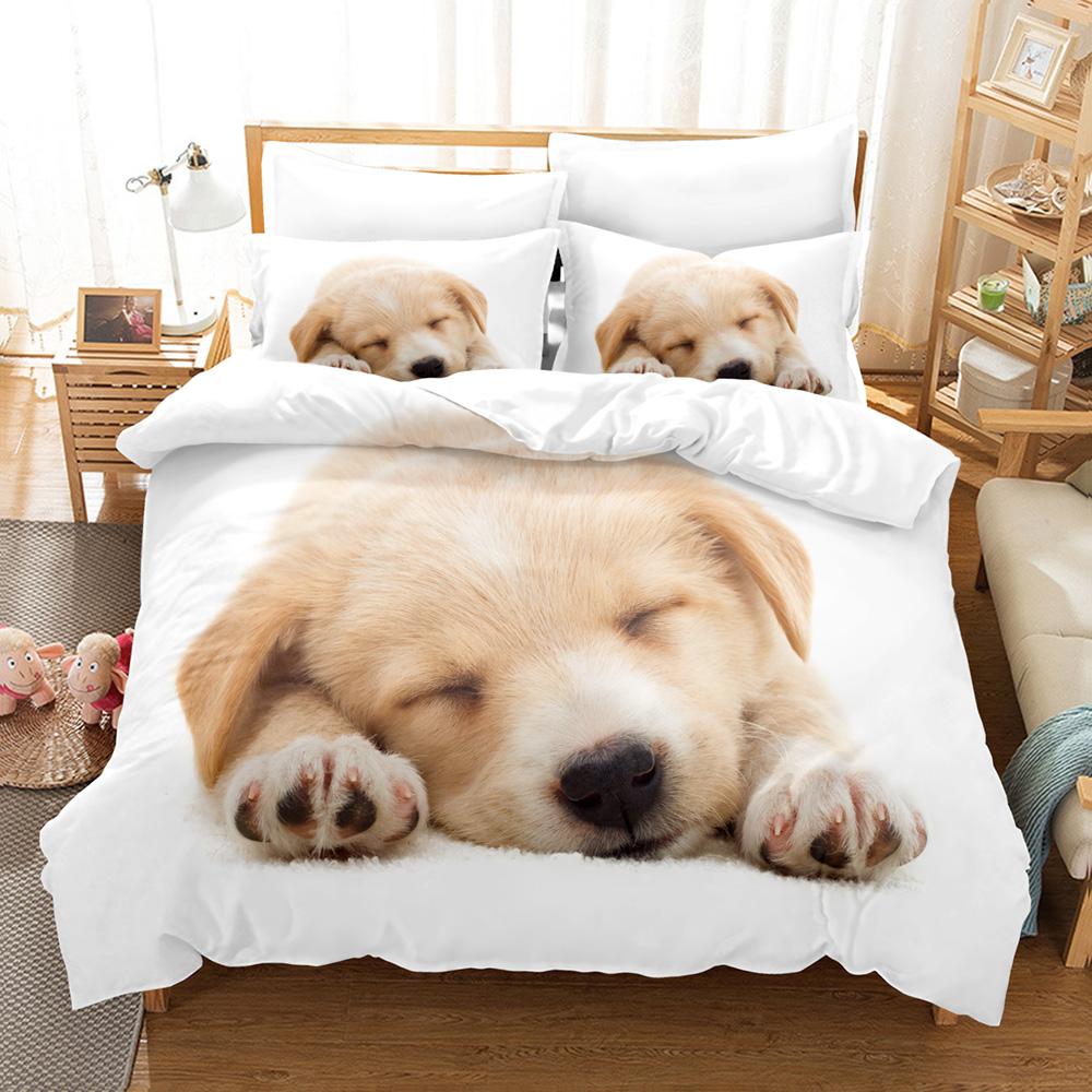 Cute Dog Bedding Set Single Twin Full Queen King Size Pet Dog Bed Set Aldult Kid Bedroom Duvetcover Sets 3D Print 030