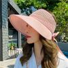 New Summer Women Fodable Straw Hats Fashion Bowknot Sun Hat Hollow Out Beach Caps For Female Visor Empty Top Panama Hat