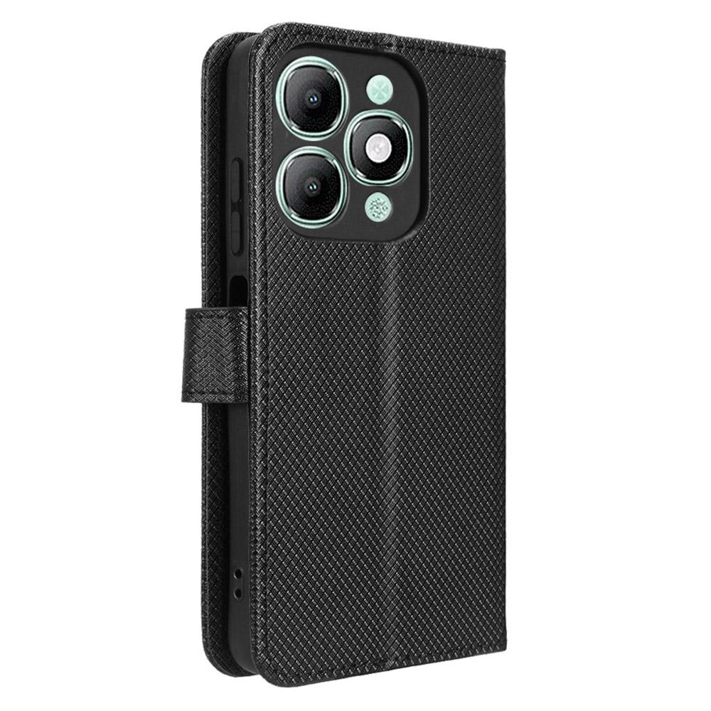 Для itel A90 4G Кожаный чехол-кошелек с ремешком Текстура бриллианта Чехол для телефона