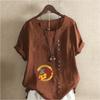 Women's Fashion Favorite Icons Prined Round Neck Short Sleeve T-shirt Casual Cotton Linen Graphic Shirt Leisure Loose Summer Blouse Tops