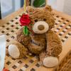 New Gift Bear Doll Blue Flower Safflower Top Hat Teddy Bear Bear To Bear Throw Pillow Wedding Event