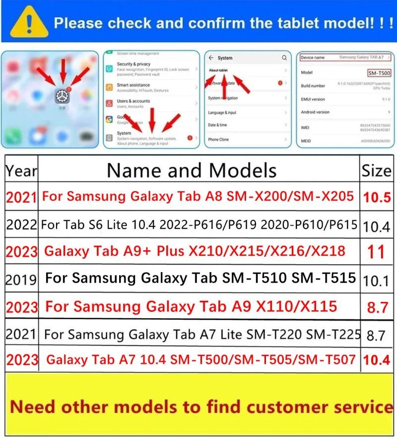 For Samsung Galaxy Tab A9 Case 8.7' A9 Plus 11' S6 Lite 10.4' A8 10.5in SM-x200 X205 X207 360 Rotating Flip Stand Tablet Cover
