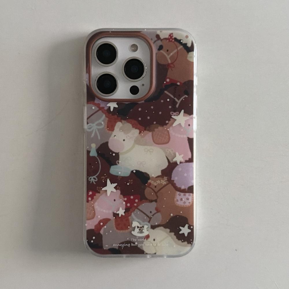 ins splashing ink bow pony applies to Apple 17 mobile phone case iphone16promax new 15 girl heart all-inclusive anti-drop 17pro Internet celebrity