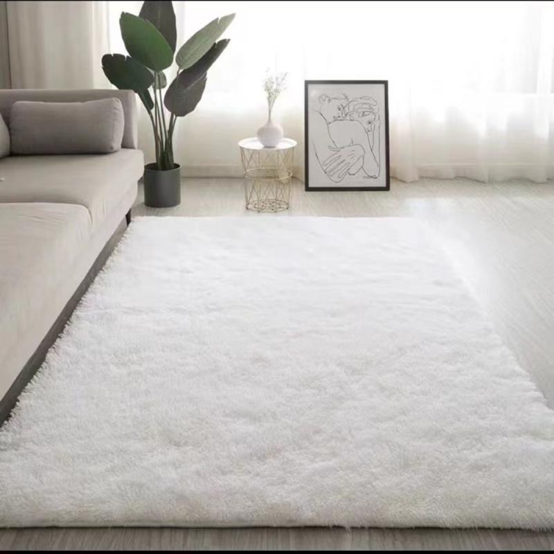 White Silk Wool Rug Pad Bedroom Living Room Children's Room Home Decor Soft and Fluffy Machine Washable Anti-slip