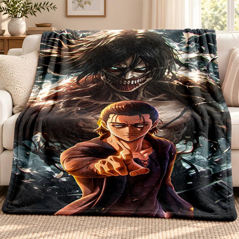 Attack on Titan blanket Flannel Blanket Soft Cozy Plush Throw for Sofa Bed Lightweight Home Decoration Outdoor camping