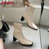 Zippers Women Stretch Short Boots With 6CM Heels Footwear Square Toe Ladies Ankle Modern Boots Female Pumps Shoes
