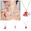 Santa Claus Cartoon Pendant Bracelet Socks Xmas Clavicle Chain Christmas Rhinestone Necklace  Gift