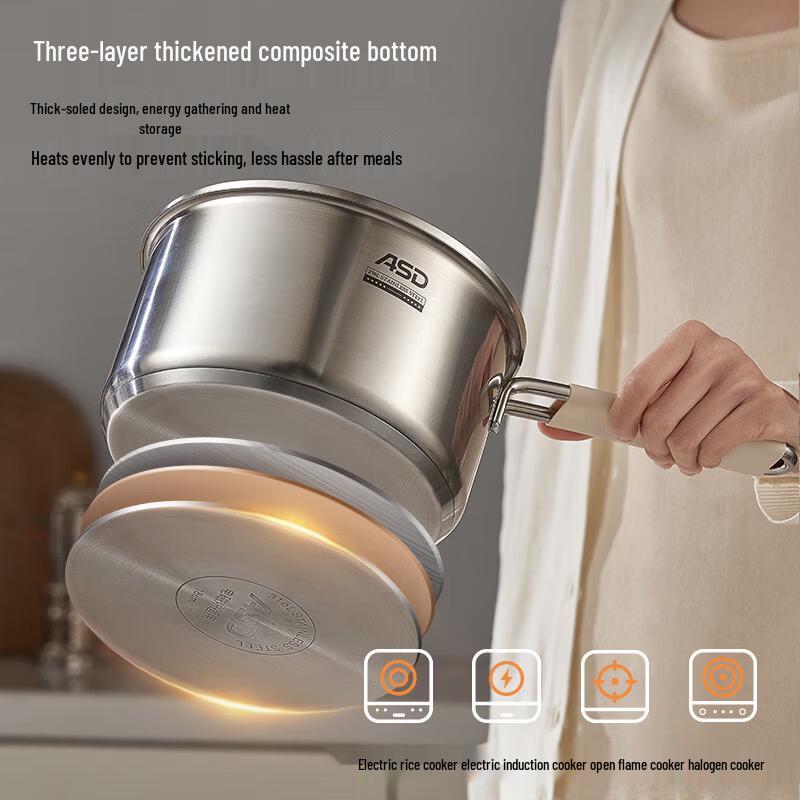 ASD 16cm 316L Stainless Steel Non-Stick Milk Pot