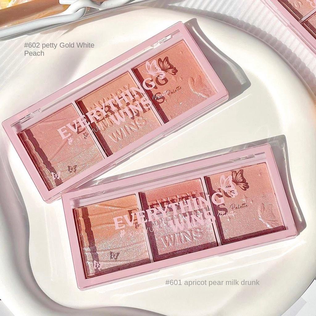 Трехцветный набор для румян Natural Highlight Brightening Sleeper Silkworm Contouring Rouge Палитра теней для век Blush Lasting Setting Макияж для женщин
