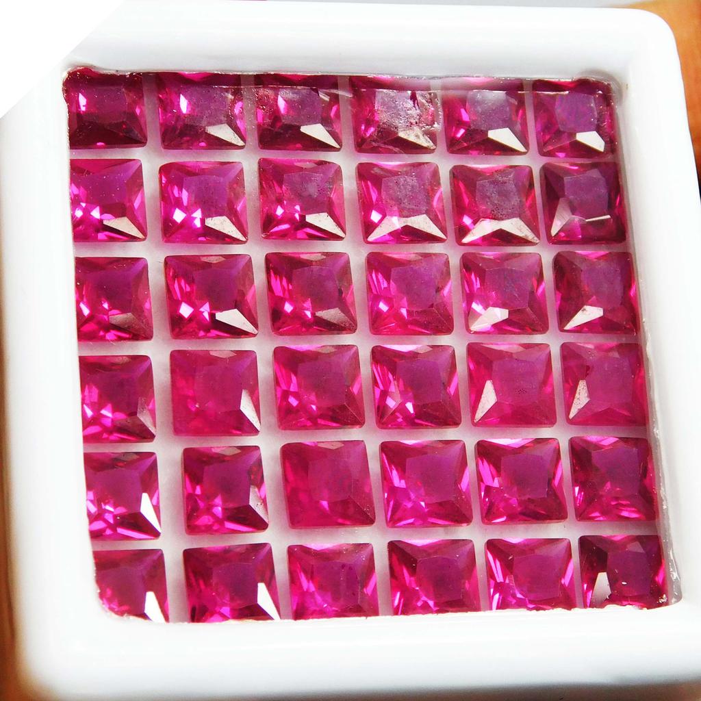 20 PCS Natural Red Ruby Loose Gemstone Ring Size 5x5 mm Square Cut Lot