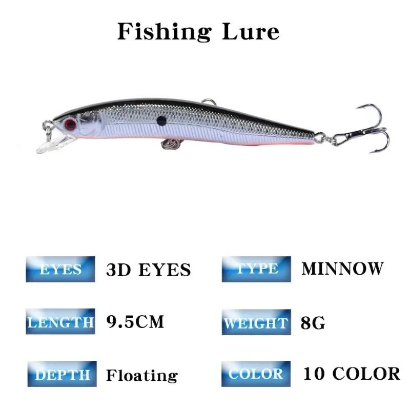 1/2 Pcs Minnow Fishing Lure 95mm 8g Floating Hard Bait Wobbler Jig Bait Crankbait Carp Striped Bass Fishing Tackle SwimBait