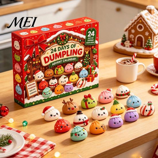 Collectible Mini Plushies Christmas Squeezy Toy Advent Calendar 2026, 24 Days Dumpling Toys Countdown Cute Animal Soft Calendar, Decor Jumbo