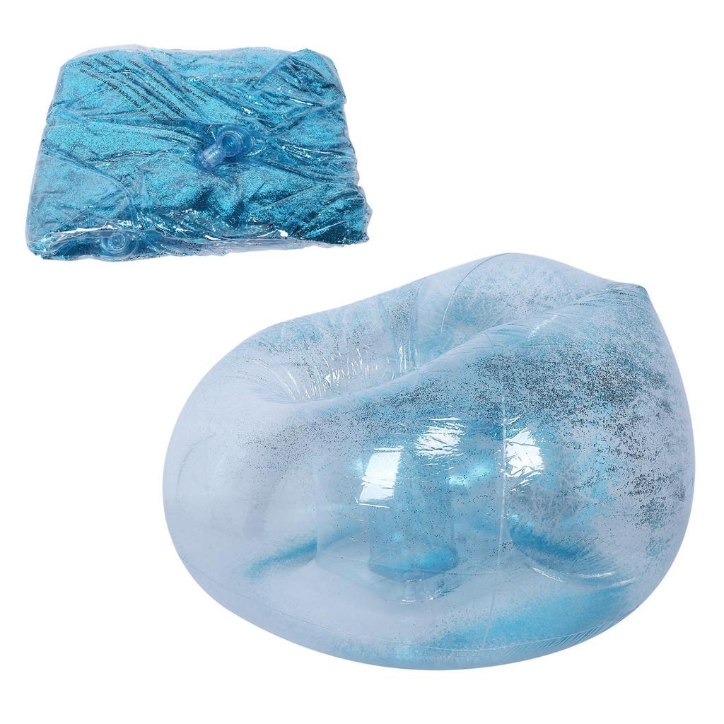 Взрослое прозрачное складное надувное кресло-диван с декором из пайеток для отдыха, сна, синего цвета