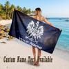 Poland Football Design Beach Towel Custom Text Large Towel for Beach Vacation