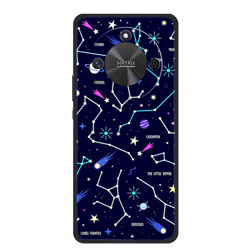 Coque For Honor X9c Smart Case Cute Cartoon Black Silicone Soft Phone Cases For Honor X60 5G Back Cover Case Funda Capas Shell