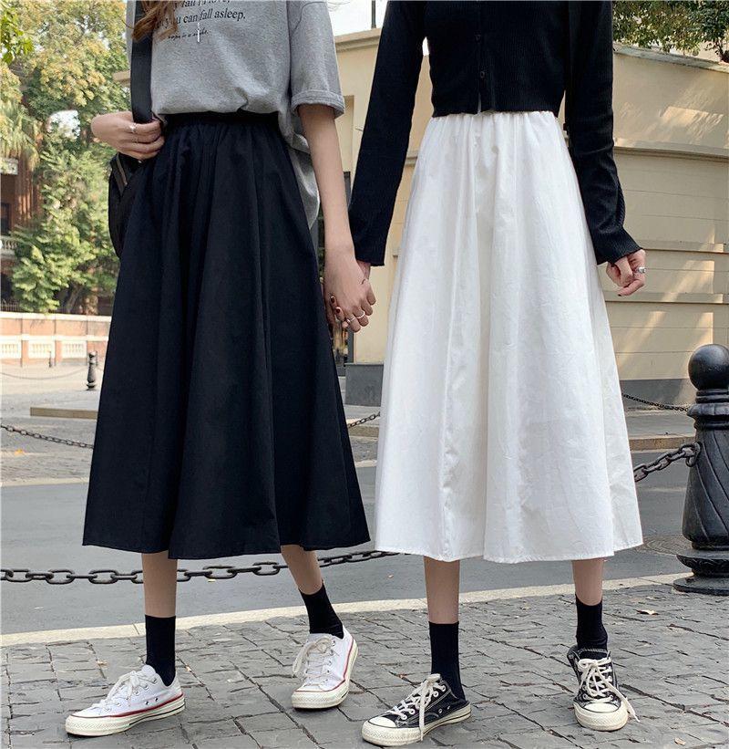 Женская белая длинная юбка Модные карманы Плиссированные юбки до колена Осень 2024 Новые Повседневные Элегантные С высокой талией А-силуэта Женские юбки