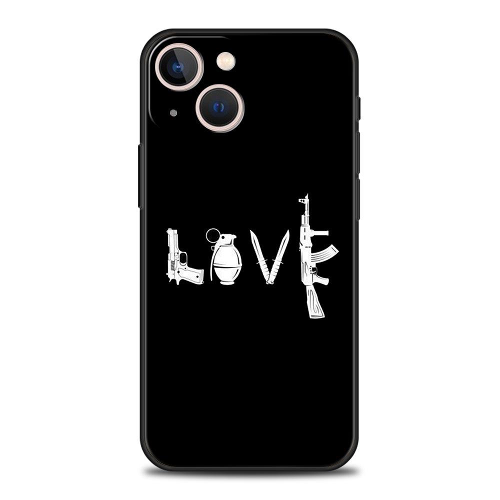 Чехол для телефона AK47 Пистолет Пули Для Apple iPhone 11 15 14 Pro MAX 12 13 7 8 Plus X XR XS MAX SE Силиконовый Черный Чехол Funda