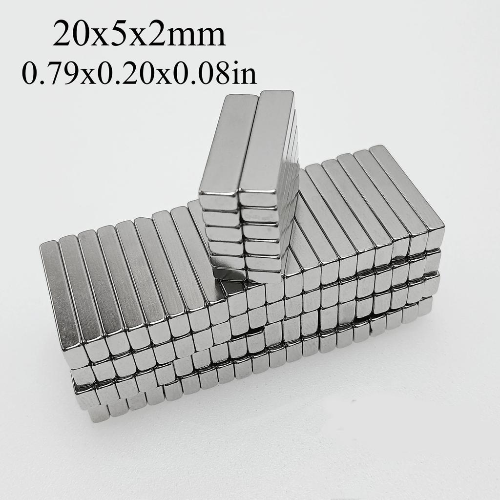 Магнит 20x5x2 мм, Квадратные магниты, 20 мм x 5 мм x 2 мм, Блочный магнит для инструментов