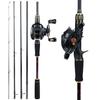 SOUGAYILANG Casting Fishing Rod Fishing Reel Combos 2.1m 2.4m EVA Handle Casting Fishing Rod Portable 5 Sections 12+1BB 6.3:1 Baitcasting Reel Set