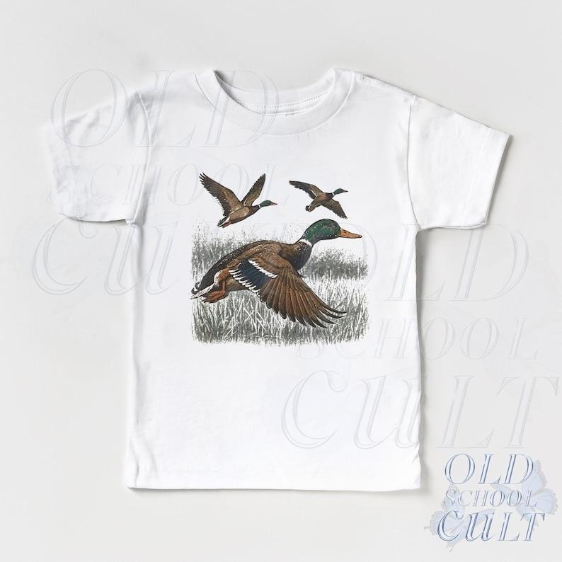 Mallard Duck Kids T-Shirt, Flying Ducks Graphic Tee, Wildlife Bird Youth Shirt, Toddler Nature Animal Top, Vintage Outdoor Kids Gift