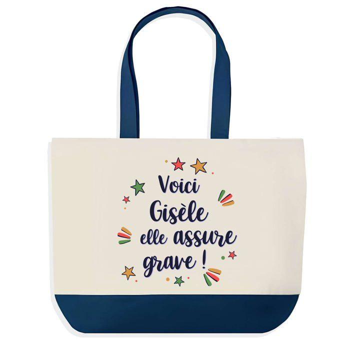 Sac shopping - PLANETEE - Gisèle - Fond bleu - Coton - 40 x 45 cm