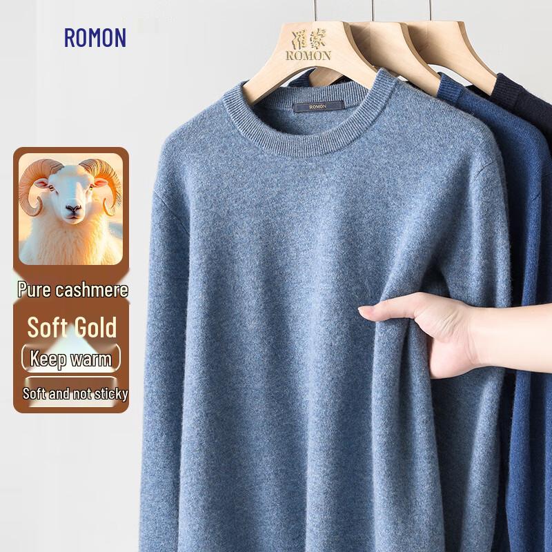 Romons Men's Pure Cashmere Round Neck Sweater