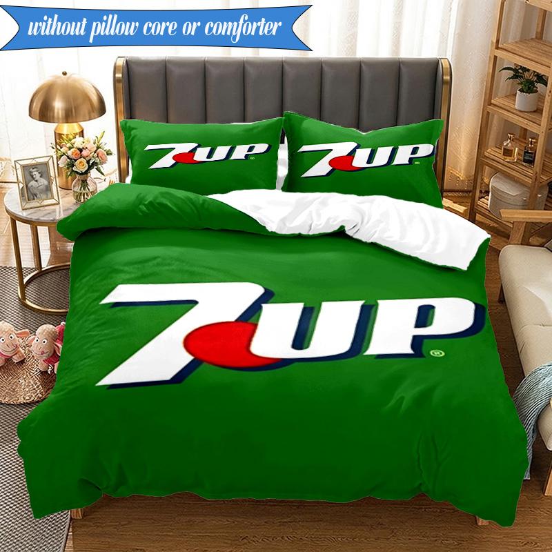 3PCS Refreshing 7-up On A Hot Day Bedding Set 2D Printing (Includes 1 Duvet Cover + 2 Pillowcases Coreless), Bedroom decor,Fan gift