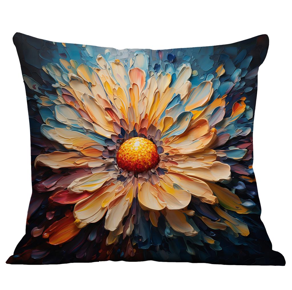 Новая наволочка с цветочным принтом, имитирующая трехмерный стиль масляной живописи, креативная цветочная, для дома, гостиной, диванной подушки