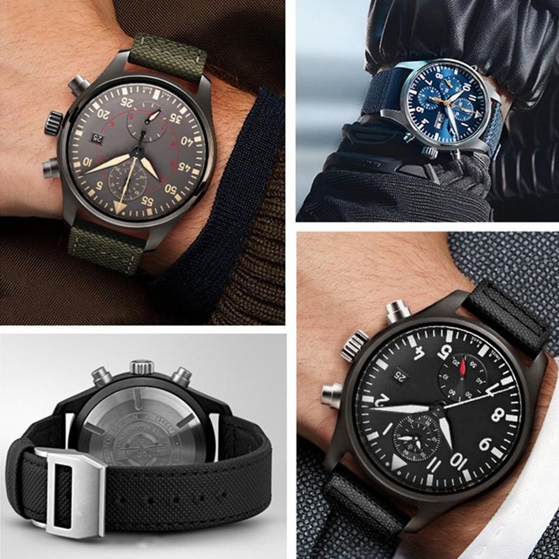 Нейлоновый холщовый ремешок для часов IWC Pilots Portugal Portofino Тканевый Кожаный низ Часовая цепочка Мужской Женский Ремешок для часов 20 мм 21 мм 22 мм