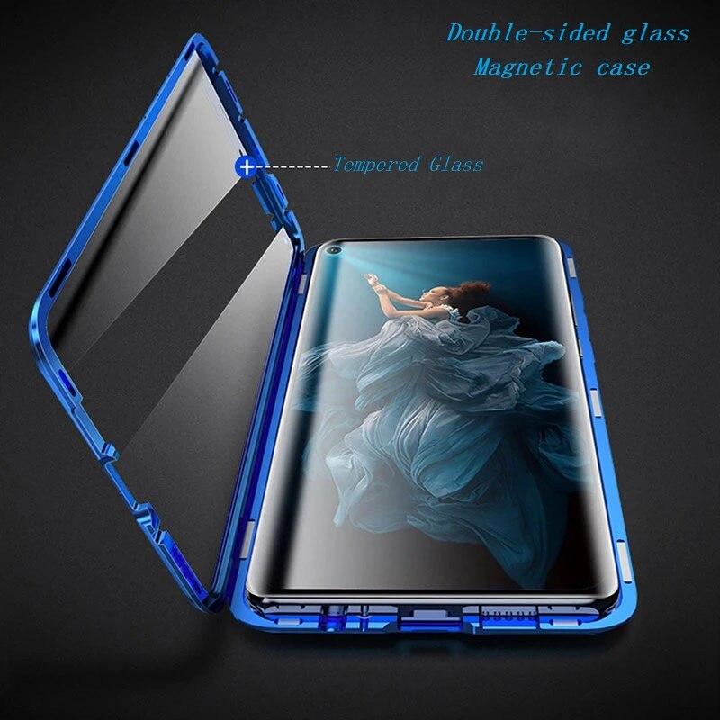 Двусторонний магнитный металлический чехол для Samsung Galaxy S23 S22 S21 S20 Plus Ultra S21 S20 FE A14 A24 A34 A54 A13 A23 A33 A53 A12 A22 A32 A52 A72 A71 A51