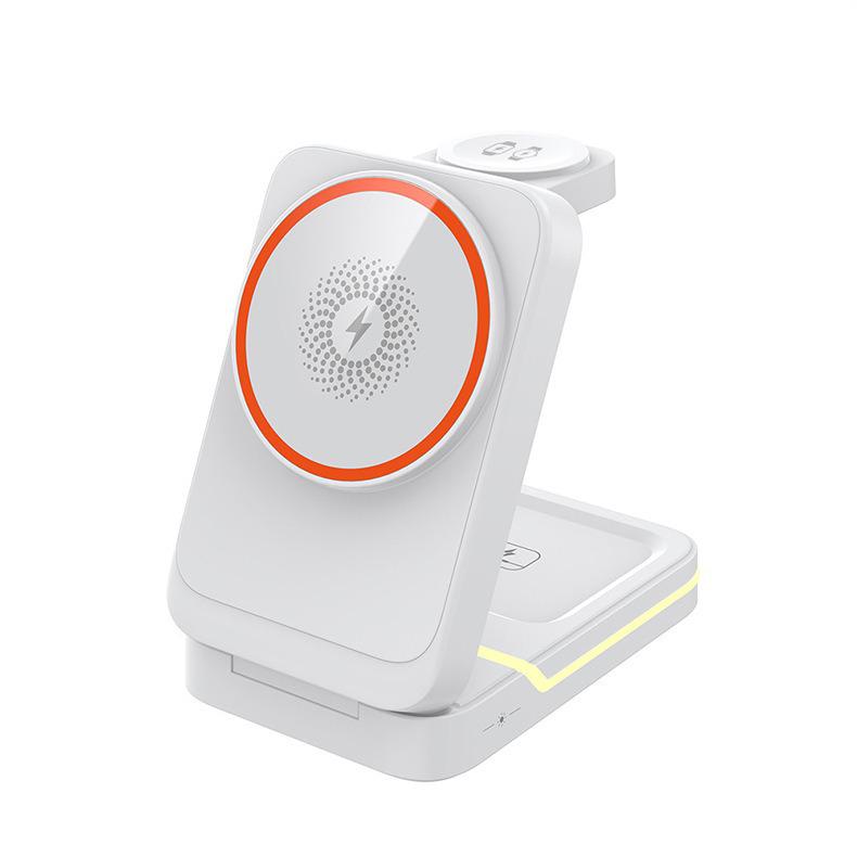 Desktop Multifunctional 15W Wireless Charger with Ambient Light & Foldable Magnetic Design for Office or Home Use
