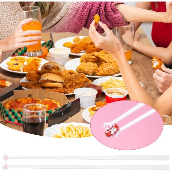 2 Pairs Cute Cat Paw Chopsticks - Reble Kitty Themed Cute Chopsticks with Fun Design, Cat Themed Birthday Gifts for Girlfriends & Daughter