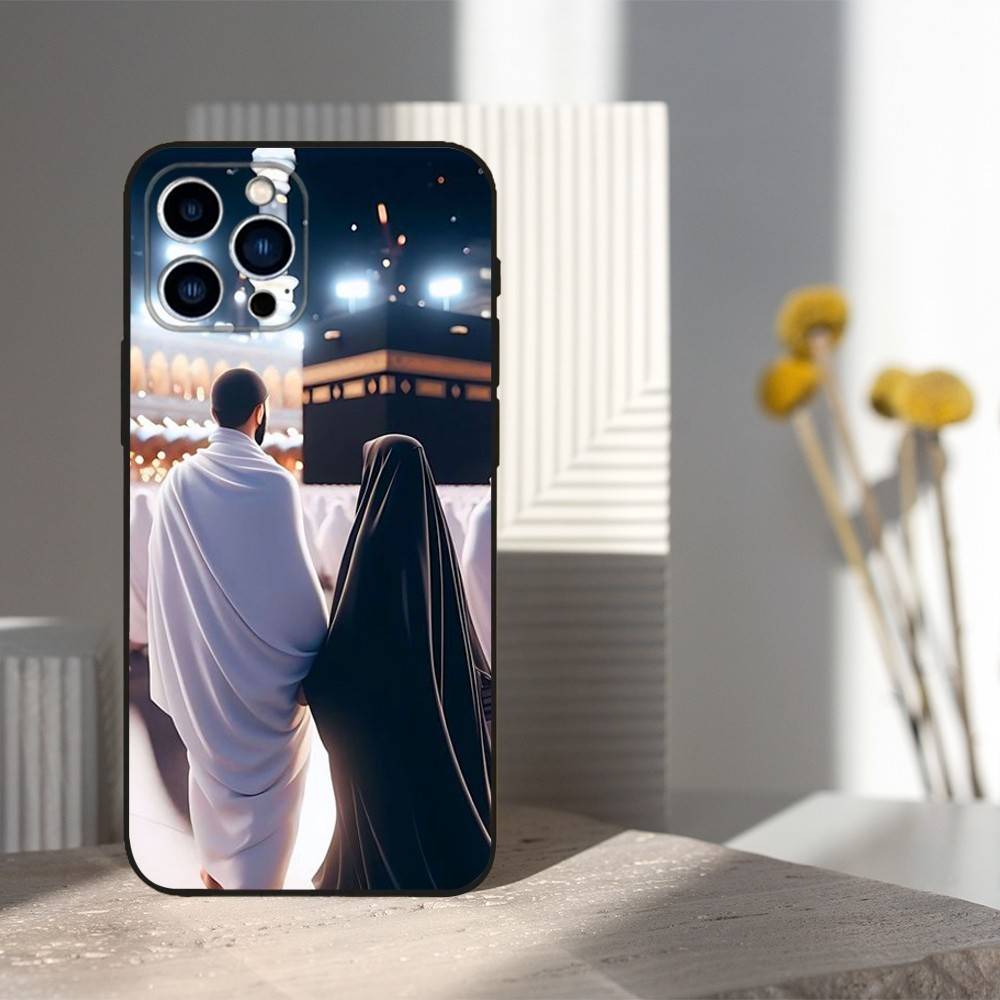Мусульманское искусство Кааба Телефон Для iPhone 13,12,15,14,11,16,17,Plus,Pro Max,XS,X,XR,SE,Mini,8,7,Мягкий Силикон Черный