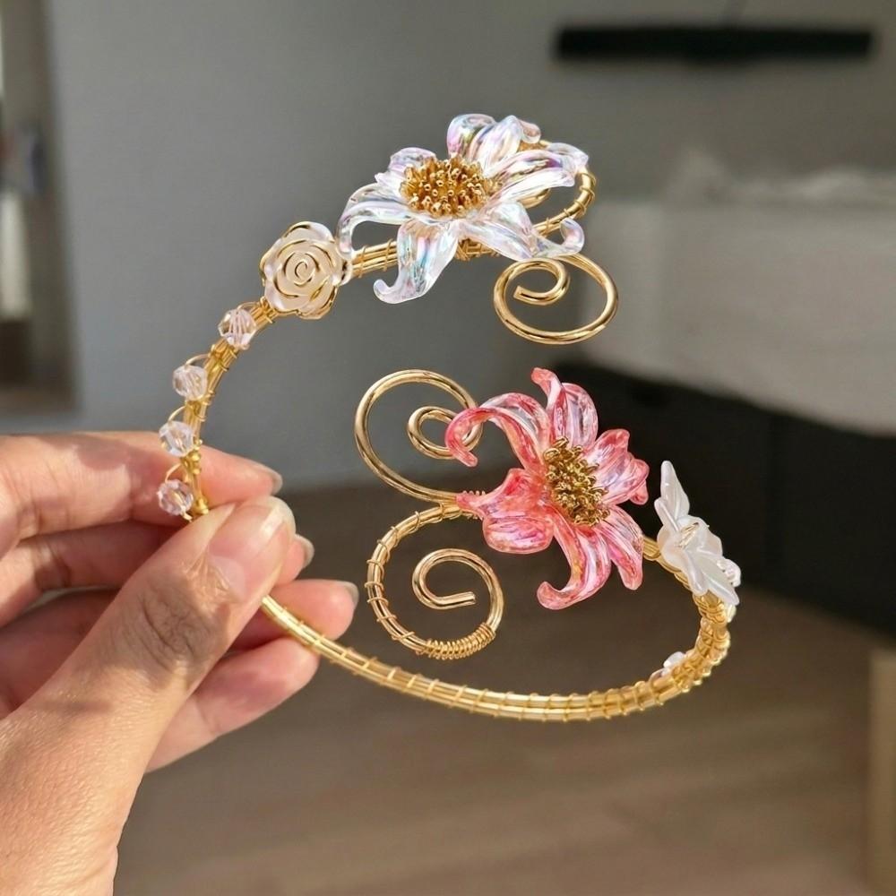 Baroque-style Baroque Flower Armlet Open-design Floral Arm Band Upper Arm Cuff Festival