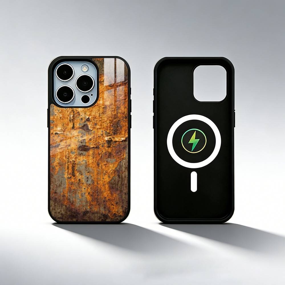 Чехол для телефона в индустриальном стиле, ржавый, для iPhone 17, 16, 15, 14, 13, 12, 11 Plus, Pro Max, магнитный, для беспроводной зарядки Magsafe